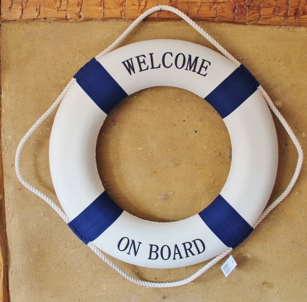 Rettungsring WELCOME ON BOARD Ø 50 cm rot weiß